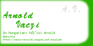 arnold vaczi business card